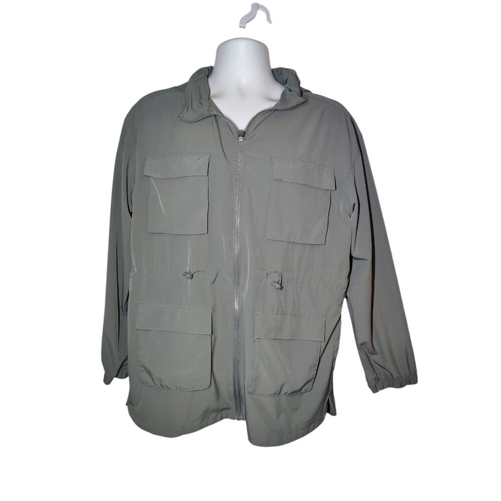 Apana Gray Men's/Unisex‎ Windbreaker Full-Zip Hooded Jacket L NWOT